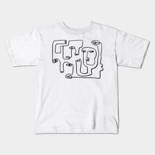 One line abstract faces Kids T-Shirt